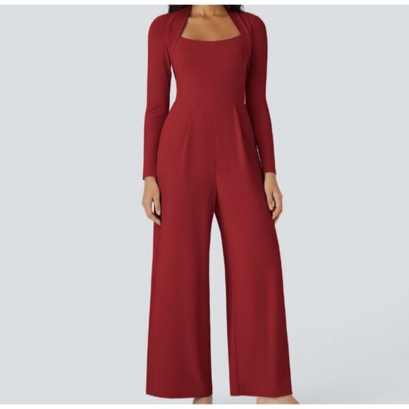 Elegant Red Jumpsuit - Picture 1 of 11